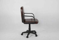 بني داكن جلد مكتب كرسي تثبيت، وسط ظهر تنفيذي كرسي تثبيت مع نايلون مسند ذراع